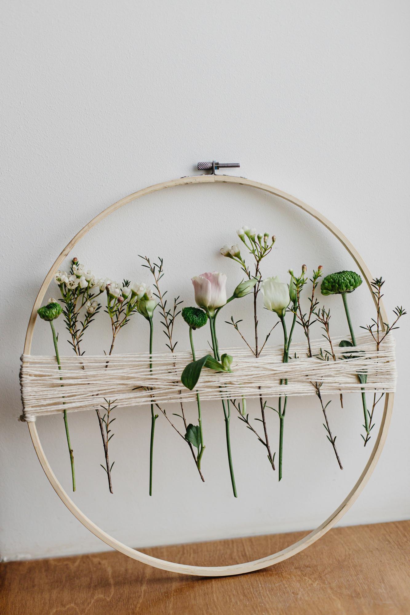 Interior of embroidery studio with hoop and threads