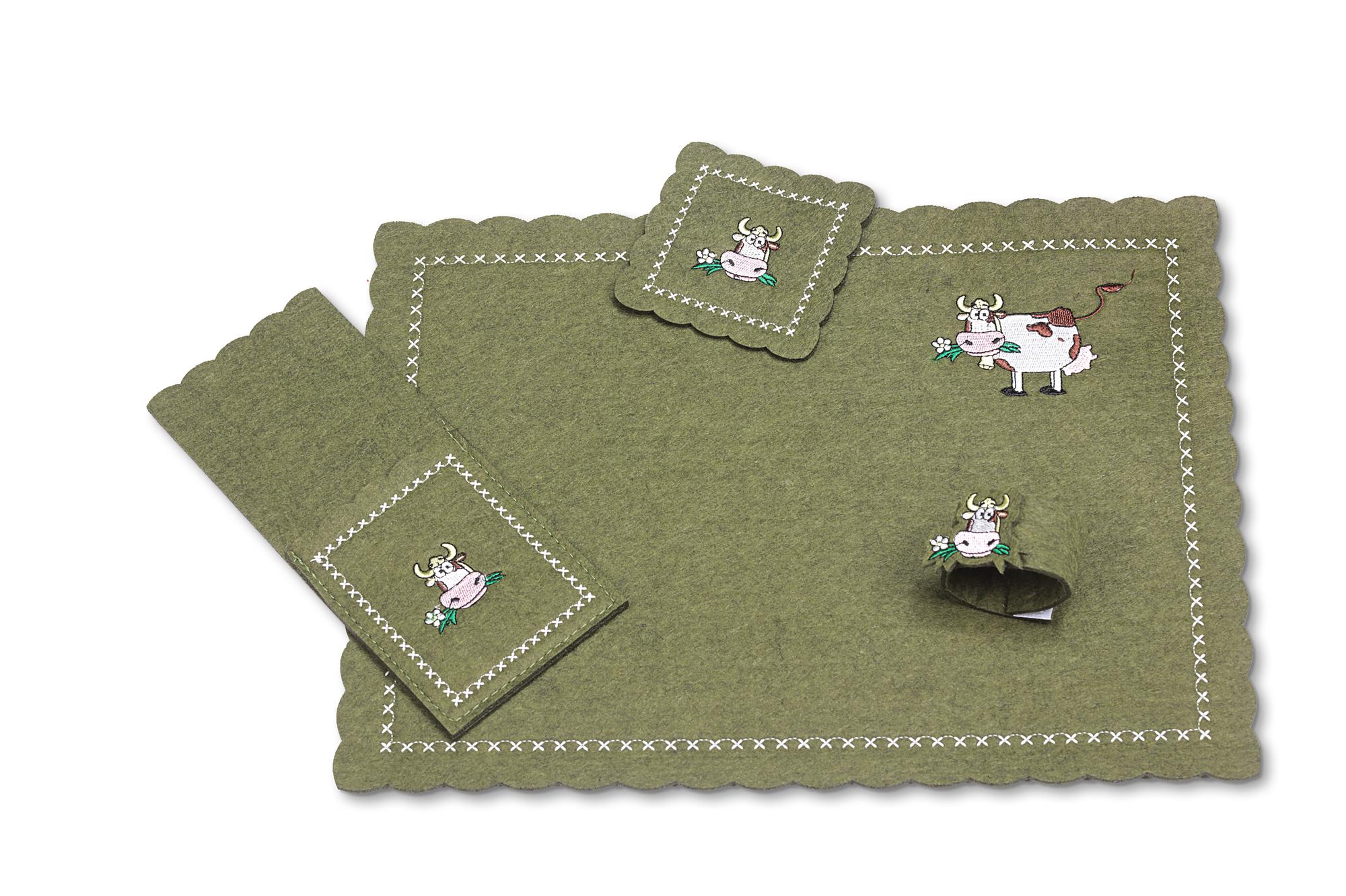 Sample embroidered patches on paper cards